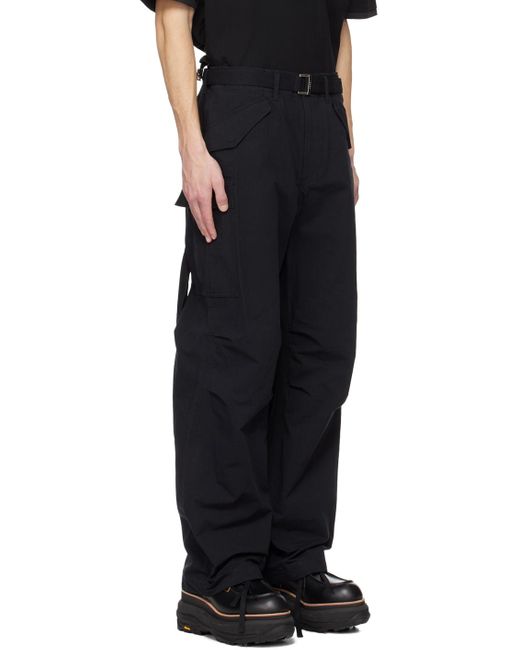 Pantalon cargo noir à ceinture coulissante Sacai pour homme en coloris Black