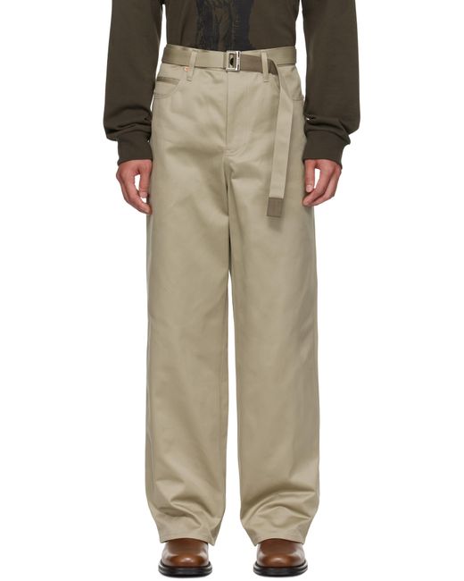 Sacai Cotton Chino Trousers in Natural for Men | Lyst Canada