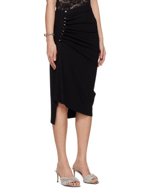 Rabanne Black Asymmetric Midi Skirt