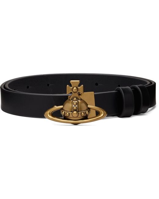 Vivienne Westwood Black Small Orb Buckle Belt for men