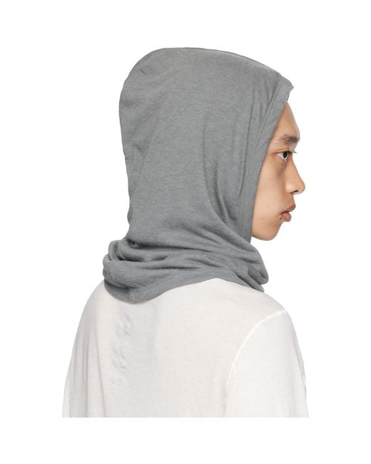 Rick Owens Gray Concordians Knit Hood for men