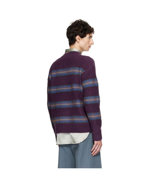 Dries Van Noten Blue Jacquard Wool Sweater for men