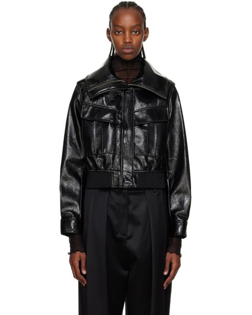 LVIR Faux-leather Bomber Jacket in Black | Lyst