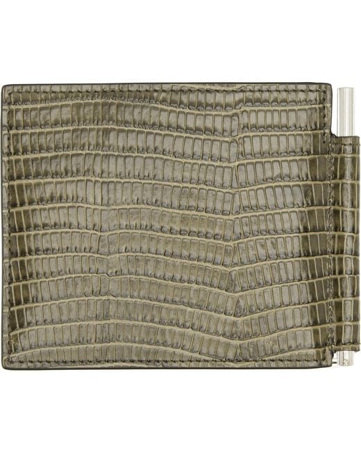 Tom Ford Green Khaki T Line Money Clip Wallet for men