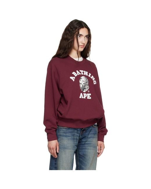 A Bathing Ape Red Tree Edge Camo College Relaxed Fit Crewneck Sweatshirt
