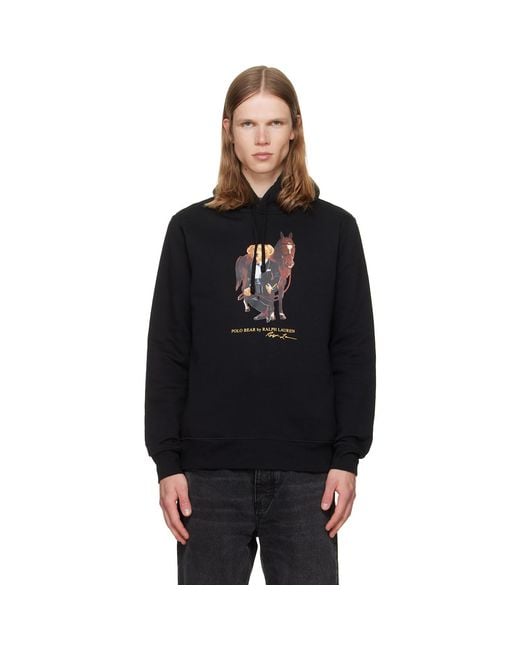 Polo Ralph Lauren Black Polo Bear & Horse Hoodie for men