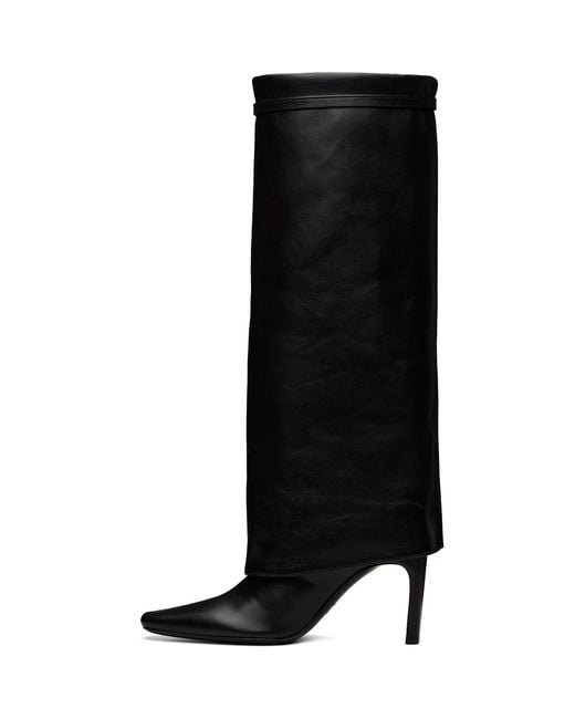Staud Black Wally Foldover High Heel Boots