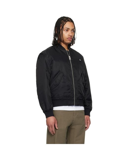 HUGO Black Water-Repellent Stack Logo Bomber Jacket for men