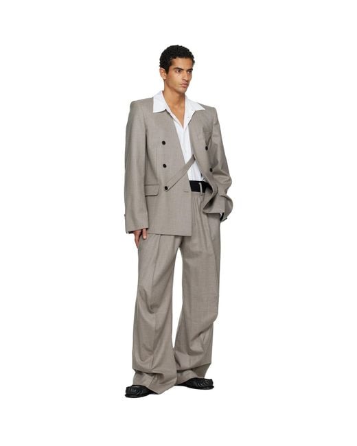 ALAINPAUL Gray Taupe Minimalist Tailored Blazer for men