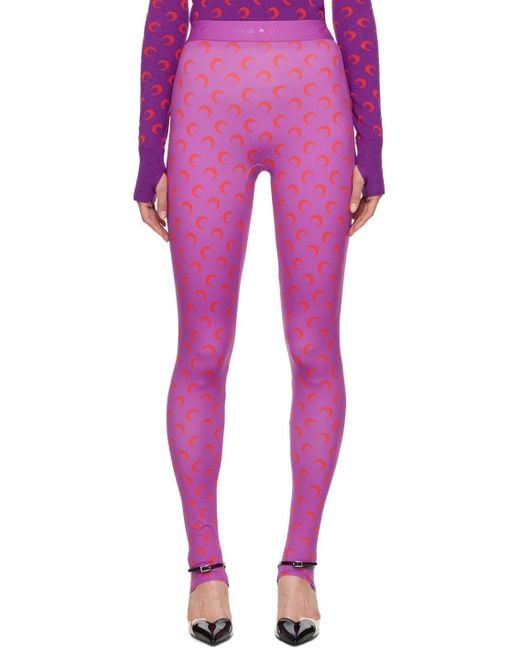MARINE SERRE Purple All Over Moon Leggings