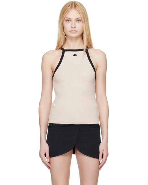 Courreges Off-white & Black Buckle Tank Top