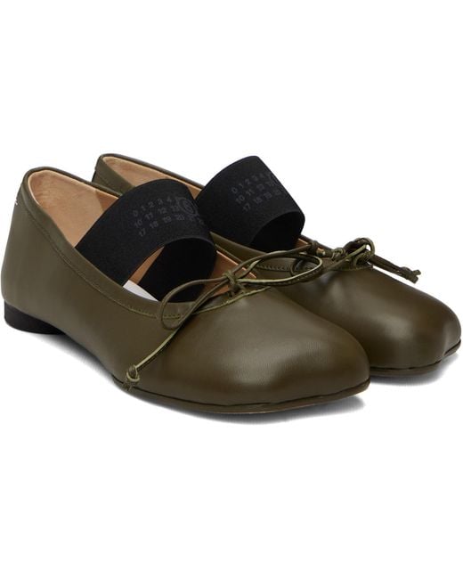 MM6 by Maison Margiela Brown Khaki Anatomic Numeric Ballerina Flats