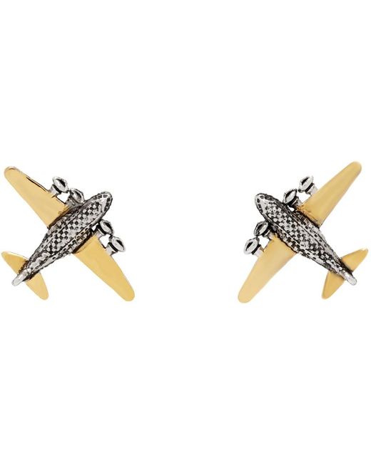 Paul Smith Black Silver & Gold Plane Cuff Links for men