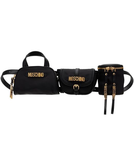 Moschino Black Multipockets Belt Bag