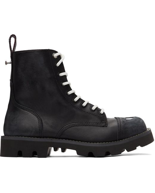 DIESEL Black D-konba Combat Boots for men