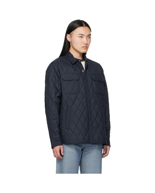 RRL Blue Quilted Overshirt for men
