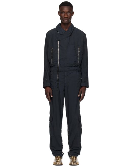 Dries Van Noten Black Overdyed Jumpsuit for men