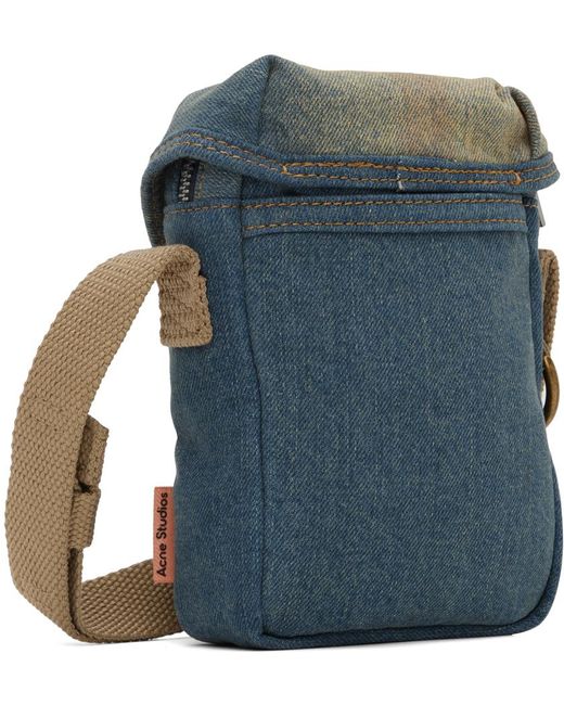 Acne Green Blue & Beige Mini Denim Pouch Bag for men