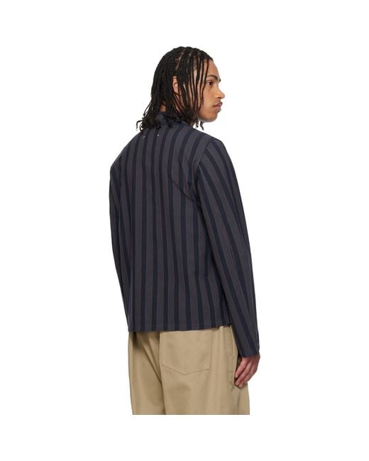 Maison Margiela Blue Cotton Striped Overshirt for men