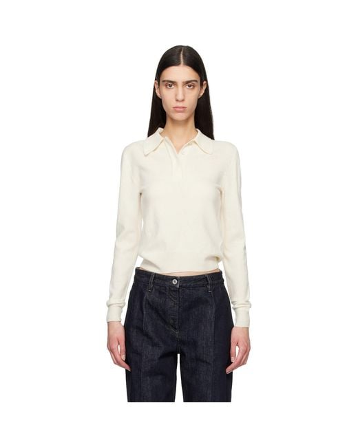 Jil Sander Black Off- Wool Long Sleeve Polo