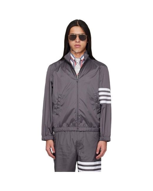 Thom Browne Purple Shiny Ripstop Raglan 4-Bar Track Jacket for men