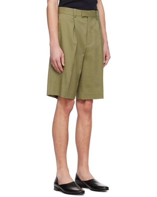 Rohe Green Pleated Shorts for men