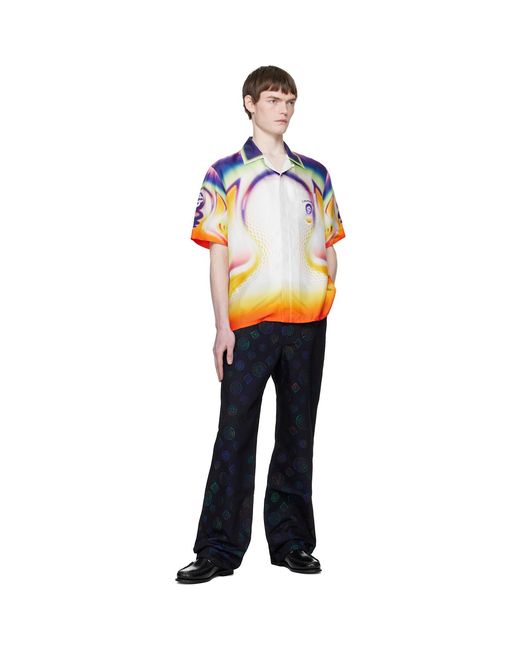 Casablanca Multicolor Open Collar Short Sleeve Shirt for men