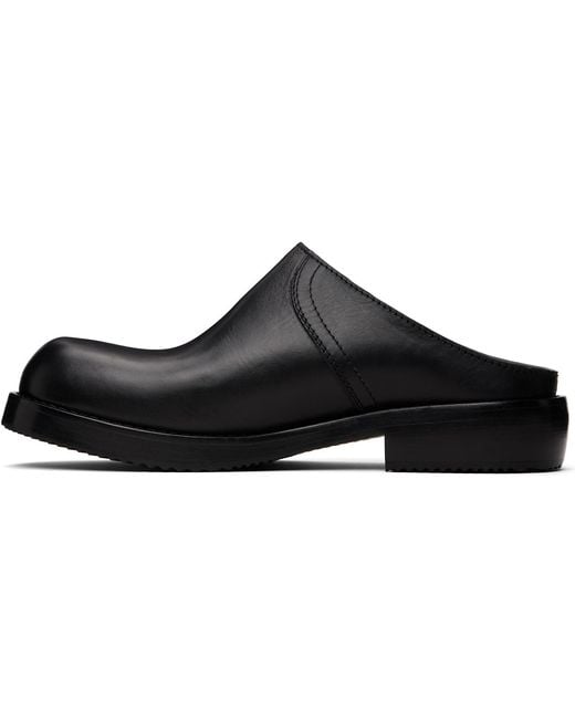 Dries Van Noten Black Leather Clog Loafers for men