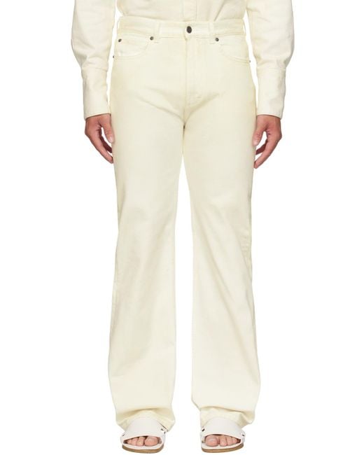 Ferragamo Natural Off-white Zip-fly Jeans for men