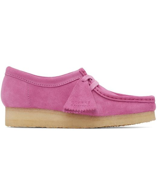 Clarks Wallabee Lace Up Shoes In Rose-pink Suede