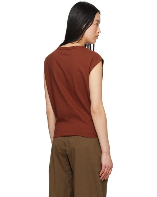 Lemaire レッド キャップスリーブ Tシャツ Brown