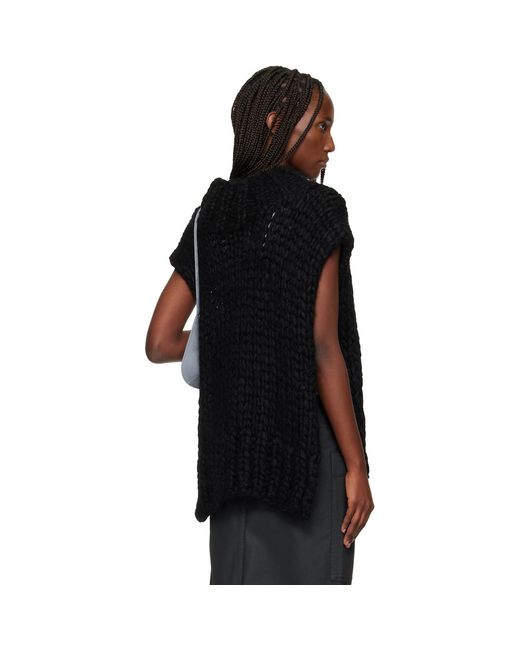 Issey Miyake Black November Silk Mohair Hand-Knit Vest