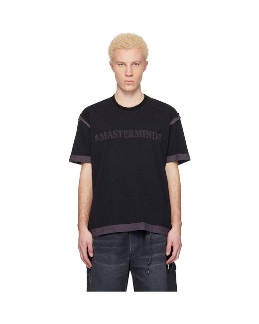 MASTERMIND WORLD Black Mw Cut-Off Ss T-Shirt for men