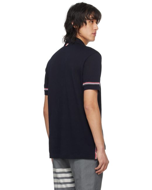 Thom Browne Black Navy Patch Polo for men