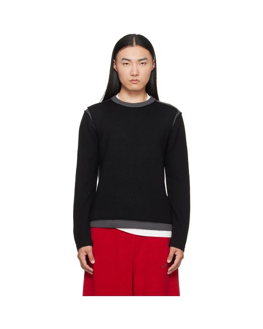 MM6 by Maison Margiela Black Crew Neck Sweater for men