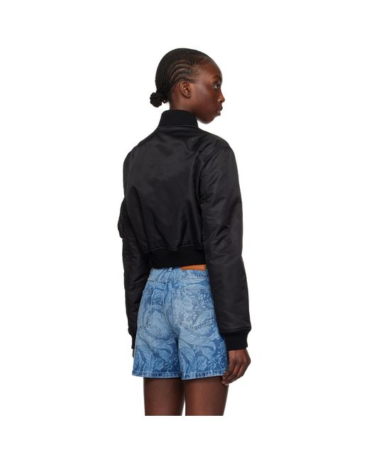 Versace Black Cropped Bomber Jacket