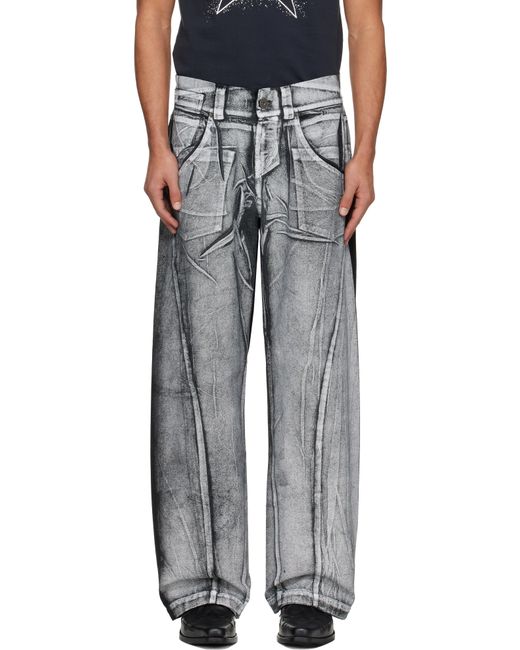 VAQUERA Black Painted Workwear Trousers for men
