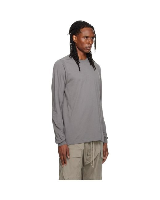Rick Owens Gray Tower Short Crewneck Ls T-Shirt for men
