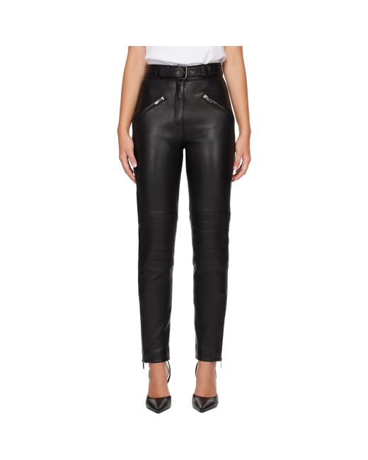 Balmain Black Biker Leather Trousers