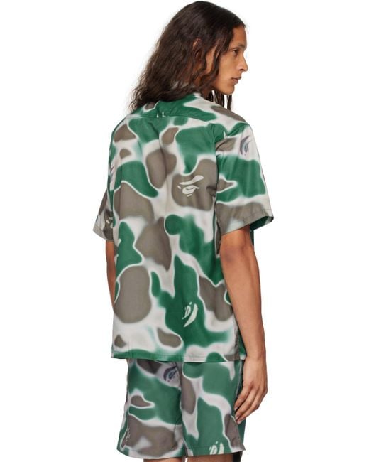 A Bathing Ape Green Liquid Camo One Point Shirt for men