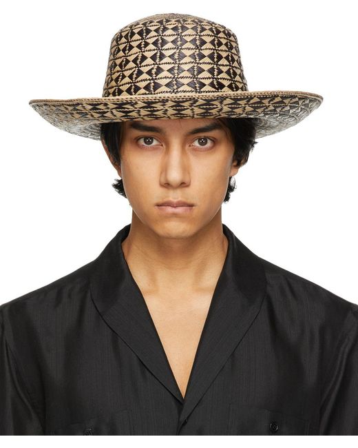 Saint Laurent Straw Maui Hat in Black 