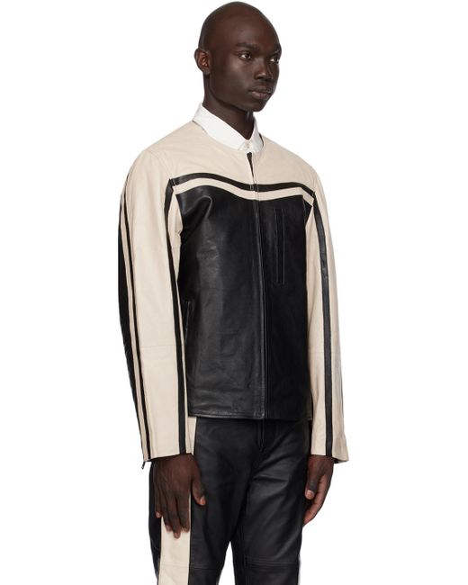 Deadwood Black Off- Racer Leather Jacket for men