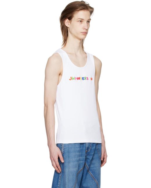 J.W. Anderson White Embroidered Tank Top for men