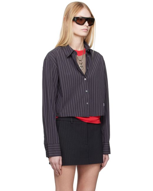 Acne ブラック ジャカード ピンストライプ シャツ Black
