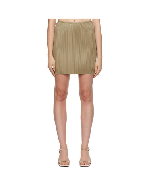 Nanushka Green Khaki Ymke Vegan Leather Miniskirt