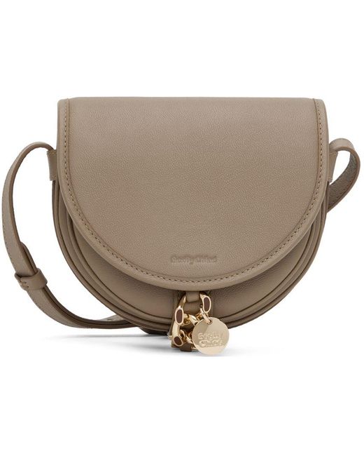 See By Chloé Taupe Small Mara Saddle Bag in Black | Lyst