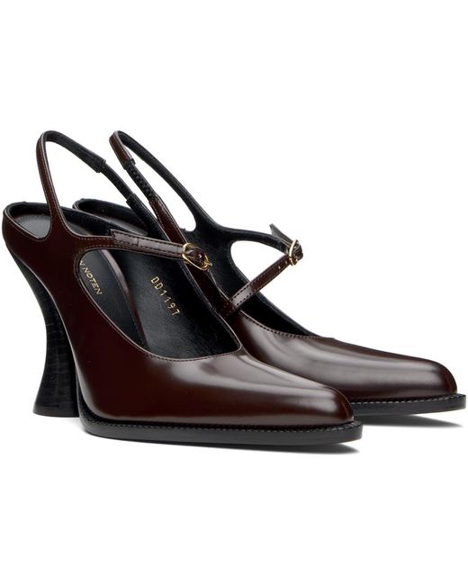 Chaussures à talon sculptural brunes à bride arrière Dries Van Noten en coloris Black