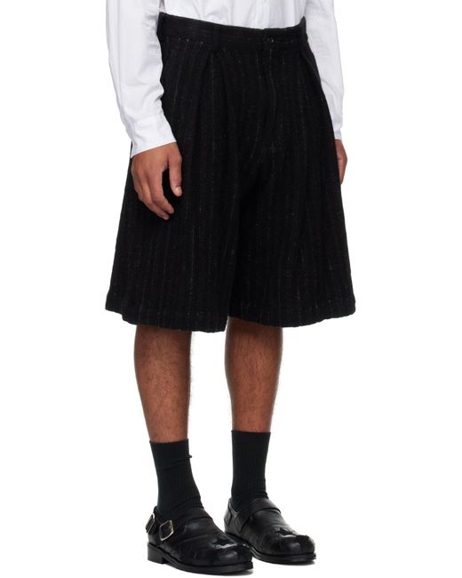 Comme des Garçons Black Wool Stripe Shorts for men