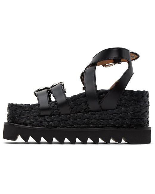 Toga Black Pin-buckle Platform Sandals
