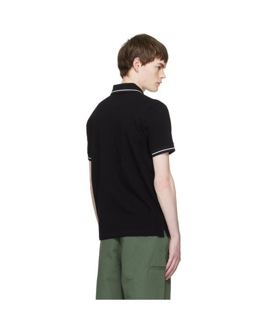 Moncler Black Logo Patch Cotton Polo for men